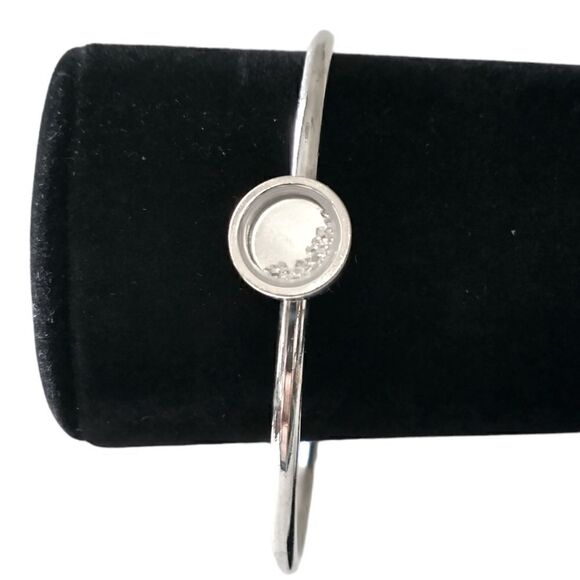 Crystal Floating Charms Locket Bracelet Bangle Silver Tone Modernist Academia. - Picture 4 of 16